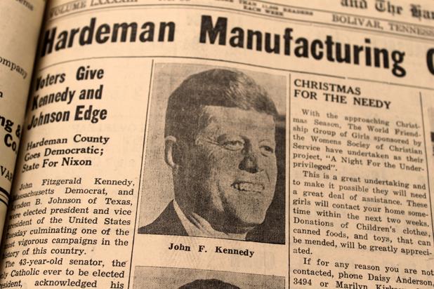 “Voters Give Kennedy and Johnson Edge” headline allowed the Bolivar Bulletin-Times to record the historical victory of John F. Kennedy over Richard Nixon to become President of the United States.