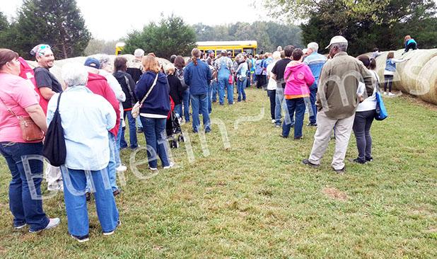 The Ames Plantation Heritage Festival opened at 9 a.m. this past Saturday. The above photo was taken at 9:30. Several thousand people attended the event and obviously many arrived early. The line of visitors waiting to board the shuttle buses was unending throughout most of the day. Several Fayette County School System buses continuously moved attendees from the parking area to the event and back. The entire Festival, from transportation, to activities, to layout, to content was beautifully organized and to