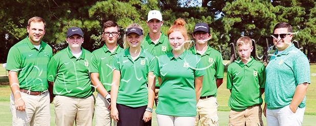 Bolivar Golf Begins 2018 Season Left to right: Head Coach Jordan Stack, Tyler Pierce, Dayton Rowland, Libbie Smith, Drew Ubelhor, Alora Lax, Cody Vales, Claydon Spain, Assistant Coach Dylan Hill.