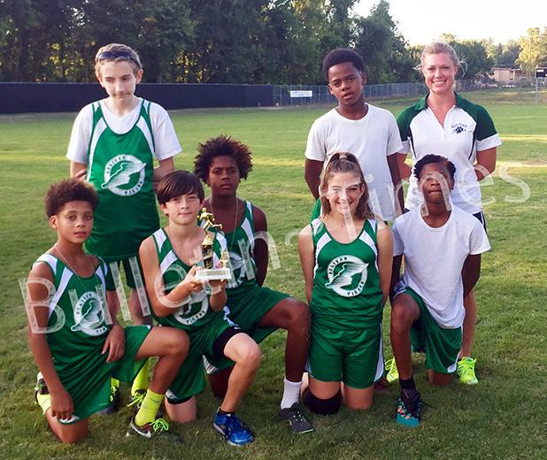 The Bolivar Middle School Cross country team with their third place trophy after the St. Mary’s meet.