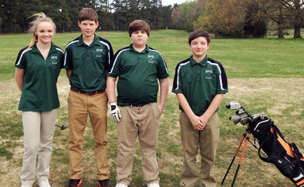 Bolivar Middle School 2015 Golf Team (pictured from left to right): Libbie Smith, Mark Ross, Brad Luttrell, and Dayton Roland (no pictured, Grace George and Josh Burnett).