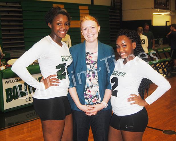 Bolivar defeats Alcorn on senior night Bolivar Seniors Ashala Edwards and Niketria Robinson were honored by their teammates before their win over Alcorn Central High School on Tuesday, September 29. Photo (l-r): Ashala Edwards, Assistant Coach Hannah Graves, and Niketria Robinson.
