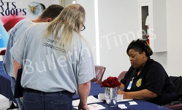 Re-entry fair prepares inmates for release Inmates approaching their release date at Whiteville Correctional Facility were provided the opportunity to participate in the facility’s first Re-Entry Fair to help familiarize them with resources available for them at upon their release