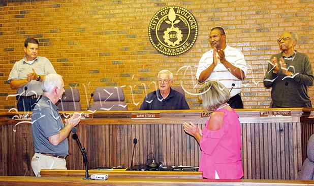 A Long and Tearful Goodbye All members of the city council and many who attended the meeting gave Mayor Stevens a standing ovation at the conclusion of his remarks.