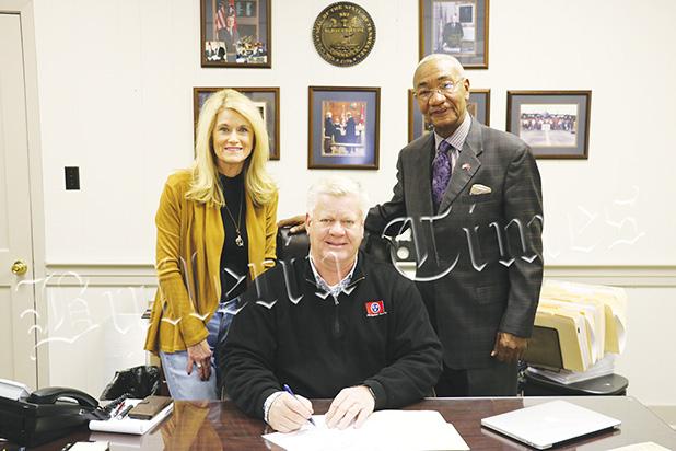 Photo left to right: Janice Bodiford, Hardeman County Clerk and Master, Hardeman County Mayor Jimmy Sain, and Tennessee State Representative Johnny Shaw. 