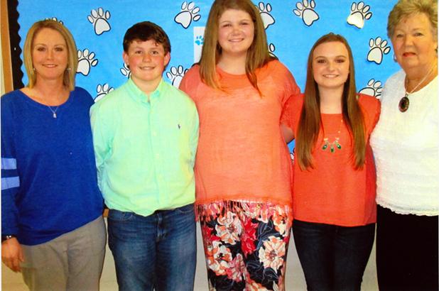 Farm Bureau Essay Contest winners Pictured (l-r): Tammy Murrel, Landon Harris, Kenley Mitchell, Haley Kati Wilmoth and Doris Matt, FB Womens Chair.