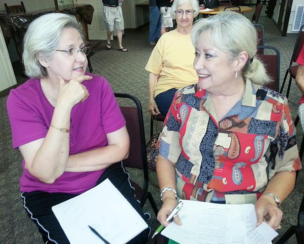 Grand Valley Women’s Club undergoes name change Lona Coffee, left, president of the Grand Valley Lakes Ladies’ Club confers with Wanda Culver, club vice president at the regular monthly board of directors meeting. Coffee reported membership in the Ladies’ Club is now 34.
