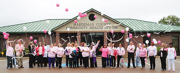 Community Health Center Walks for Women’s Health HCCHC Staff walked to BES and back with balloons and released them in honor of Breast Cancer Awareness Month (white signifies those lost to breast cancer, pink signifies breast cancer survivors), on October 15.