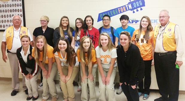 MHS HOSA assisted vision screenings Pictured front row (l-r): Starla Phelps, Morgan Mills, Jessie Willis, Megan Leslie, Kayleigh Lanier, Brandy Lusk. Back row (l-r): Carl Gibson (Lion’s Club member), Madison Darling, Kristina Flores, Kaitlyn Smith, Marissa Thweatt, Luis Ayala, Elijah White, Katlin Collins, and Vernon Beibers (Lion’s Club member).