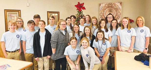 The Hornsby Beta Club brought ornaments and sang carols for the residents at Pine Meadows Healthcare and Rehabilitation in Bolivar. Photo courtesy of Julie Walton. 