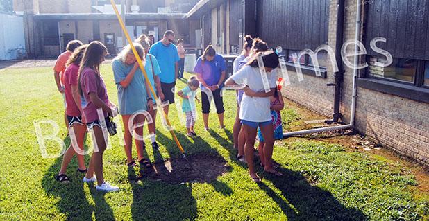 People attending a Back to School Prayer Breakfast at Hornsby Baptist Church on Saturday, August 8, walked around nearby Hornsby Elementary School to pray for students and teachers and for the upcoming school year. 