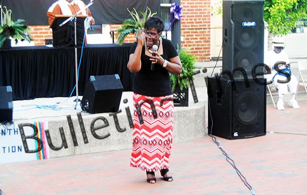 Juneteenth celebration a success Pictured at left, Ruby Woods Harvey presented a one woman dramatization entitled “Still I Rise” at this year's Juneteenth celebration.