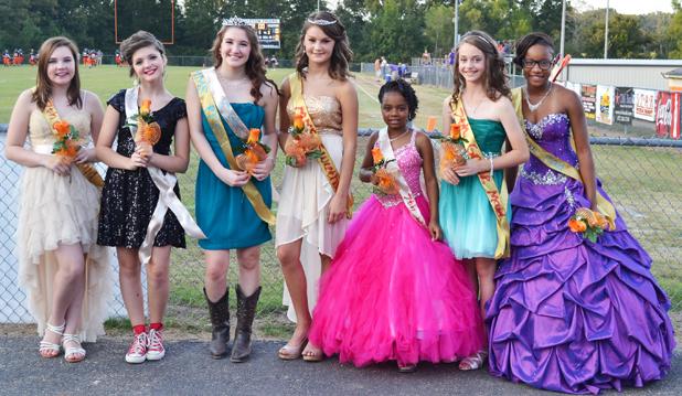 Middleton Middle School announced the 2014 Homecoming Royalty and Court at a pregame ceremony held prior to Tuesday night’s game in Middleton. Pictured (L-R): Tara Wilbanks, Sydney Wyatt, Mia Langley-Princess, Allyson Sisco-Football Sweetheart, Aaliyh McKinnie and Kaylan Parks.