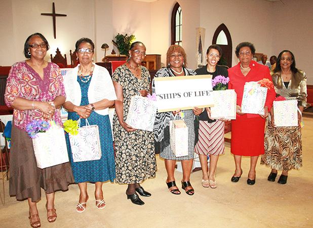 Pictured (l-r): Melba E. Turner, Dorothy Bond, Rev. Carolyn Motton, Rev. Cathi Spicer, Minister Dorisha Wright, Ethel Hayes and Alma Bowden