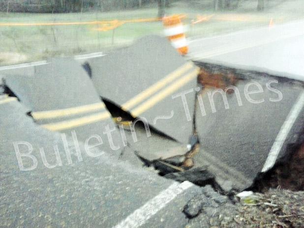 Rains cause washout on Peavine Road Photo by Gary Bryant