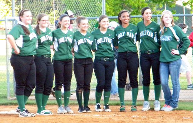 Bolivar softball goes out swinging to South Side on Senior Night loss Seniors Becca Fulghum, Sydni Howell, Shelby Jimmerson, Anna Jones, Leah Parks, Miaimi Russell, Lisa Russell were honored after a close 7-5 loss to Southside