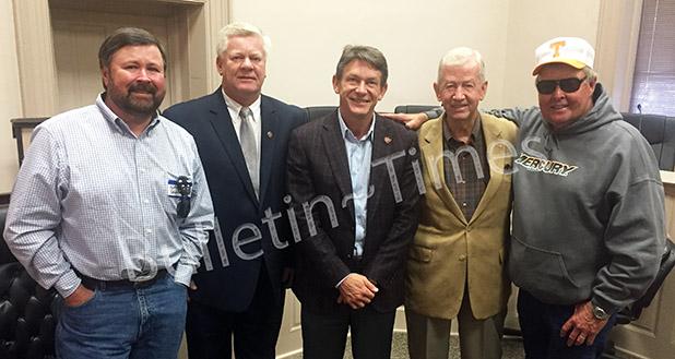 Pettigrew honored by committee Photo (l-r) Anthony Landreth, Mayor Jimmy Sain, Commissioner Randy Boyd, Vann Pettigrew, and Bill Dance.