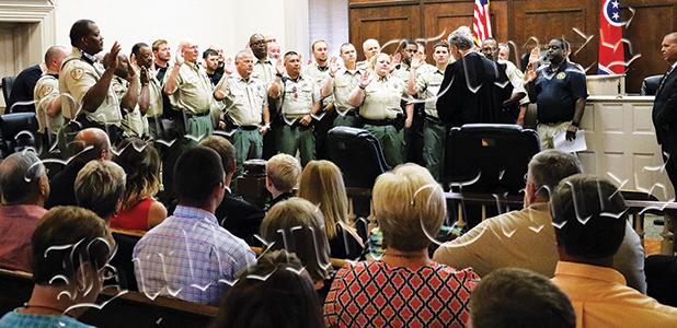 Judge Cary swears-in deputies from the Hardeman County Sheriff’s Department. 