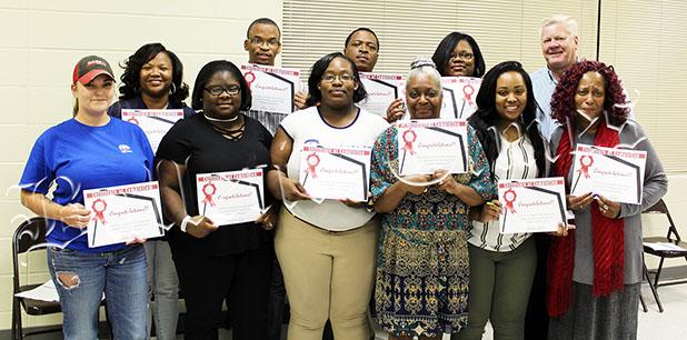 Preparing a Workforce for the Future Brittney Buntyn, Jardeja Cheairs, Helen Coby, Cynthia Gatlin, Laquita Hill, Jessica Holliday, Andreian Jones, Shanell Jones, Mason Peeler, Tomeco Scott, and County Mayor Jimmy Sain