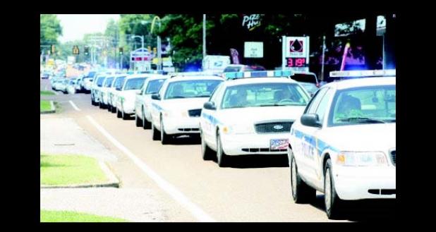Law enforcement offi cers from around the county led the hearse in a procession of blue on Friday, August 15, as they said farewell to Bolivar Police Offi cer Lindsey Frost, who passed away from health complications.