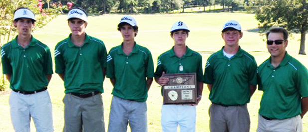 BCHS golf team is district winner Pictured (l-r): Landon Harris, Ian Clark, Jake Wilson, Braxdon Frost, Chad Driver and Coach Jordan Stack.