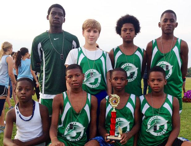 BMS cross country brings home medals The BMS boys cross country track team won first place at the Lexington track meet held on Thursday, September 18. Pictured front row (l-r): Kadarius Cheairs, Torris Woods, Anthony Morrow and Jaquan Lax. Back row (l-r): Vantez Sain, Clayton Moorehead, Trey Ellison and D.J. Smith.