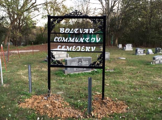 Sign donated to Bolivar Community Cemetery Article Image Alt Text