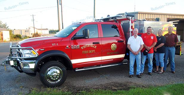 Whiteville Fire Department gets new brush truck Whiteville Fire Department Chief Ernie Burkeen, Raymond Perry, Secretary Tonya Perry and John Swarey with the department’s new brush truck.