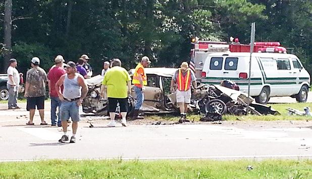 One flown to the MED after accident After running a stop sign, Jake Greene was airlifted to the regional MED when his Impala struck a tractor trailer at the intersection of Highway 138 and Highway 100. Photo by Jim Zeigler