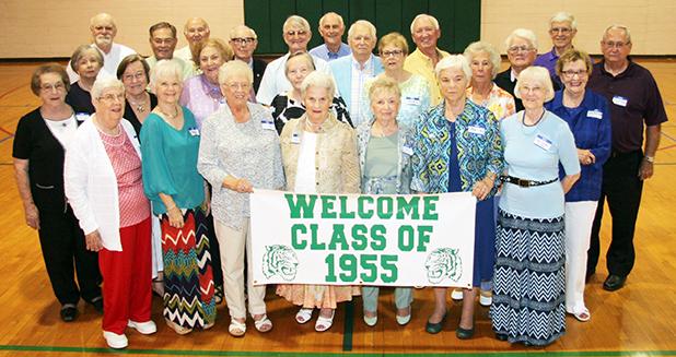 BCHS Class of 1955 celebrates 60th reunion Pictured front row (l-r): Patsy Parker Manning, Rosemary Crowley Jones, Joyce King Nelson, Earline Young Willis, Myrtie Willis Schlvetu, Margie Erwin Schultz, Ann Turner Puckett. Second row (l-r): Sue Sykes Russell, Peggy Robinson Smith, June Cross Bryant, Shirley Wilson Stack, Thelma Cox Moore, Jeannettee Brocks Priebe, Gloria Beshires Prather, Doris Bost Browder. Back row (l-r): Harold Cooper, Joe Jones, Billy Gene Smith, Roy Denyberry, Gene Hammons, James Smith, Robert Frost, Melvin Vincent, John P. Jord