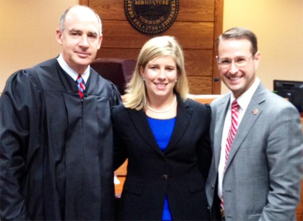 Chandler and Hord sworn in as assistant district attorneys Pictured (l-r): Circuit Judge Weber McCraw, Assistant District Attorney Falen Chandler, and District Attorney Mike Dunavant.