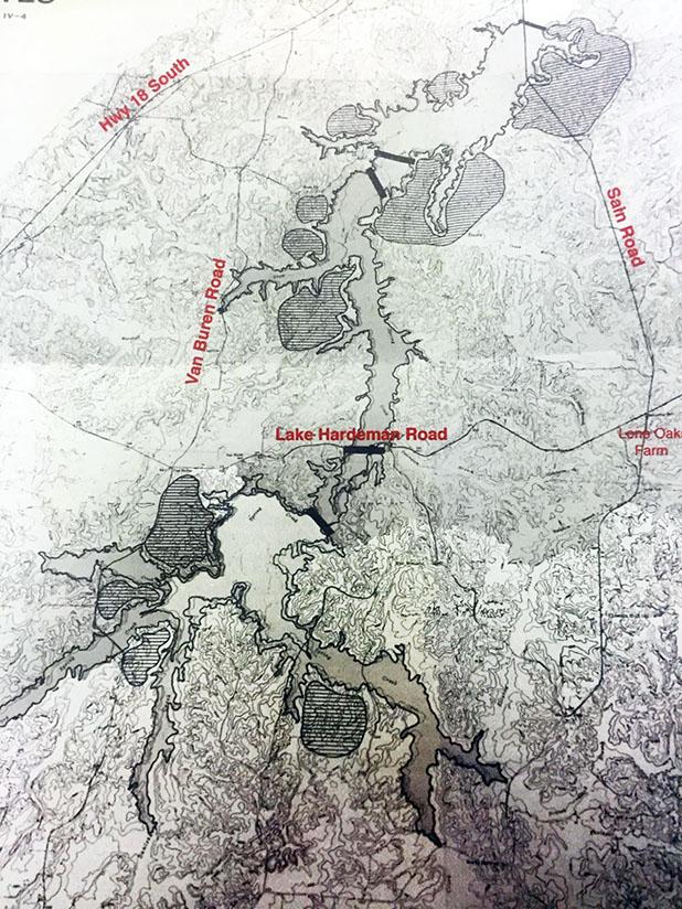 The proposed 5,000 acre lake could have more than 43 miles of shore line surrounding it.