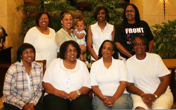 Jones family is still on the move Pictured seated (l-r): Clara M. Wallace, Ruth E. Crowder, Alma L. Bowden and Melba E. Turner. Back row (l-r): Regina Crowder, Raven Bonner, Maysa Bonner, Sylvia J. Jones and Belinda A. Pugh. Not pictured is Reverend James Crowder.