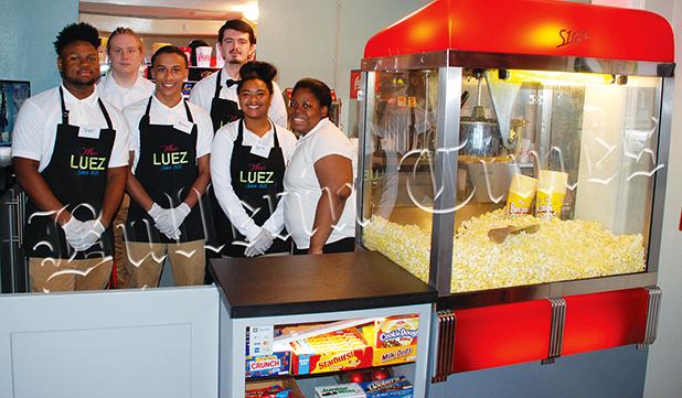 Luez Says Welcome Back Photo left to right: Tripp Davis, Cooper Pulliam, Keith Bartling, Joshua Olson, Tynisha Wood, and Ashley Cheairs. Photo by Lisa Coleman.