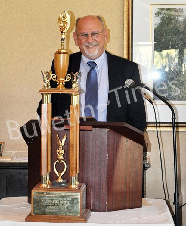 J.R. Johns, resident of Middleton, has been honored as the Lumbermen’s Club of Memphis “Man of the Year”. He is pictured with the trophy he received at the club’s annual award banquet. Photo compliments of J.R. Johns 