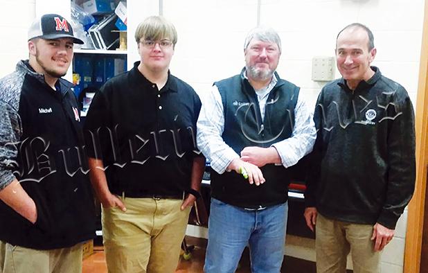 Middleton CAD Class Makes a Difference Photo left to right: Austin Mitchell, Jacob Lumpkin, Jeremy McKay, and Zeke Craft.