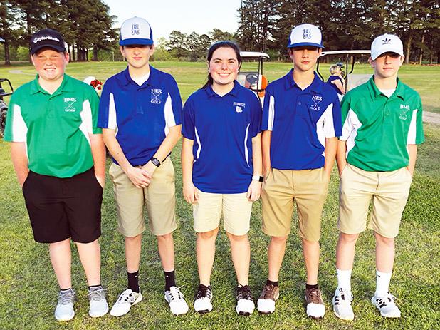 Middle School Golf in Hardeman County Carson Daniel, Gunnar Barnes, Kendall Adkins, Tucker Parker, Clay Strope. Photo courtesy of Kim Sain.