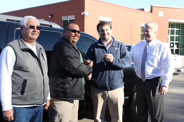 Sheriff John Doolen hands the keys to the surplus Ford Explorer to Property Assessor Josh Pulse. The Sheriff’s Department donated the Explorer to the Property Assessor’s office. The donated vehicle is estimated to save the county approximately $8,000 a year in mileage reimbursement and expenses. Pictured (l-r) Property Assessor Field Representative Jerry Crowley, Sheriff John Doolen, Property Assessor Josh Pulse, Hardeman County Mayor Jimmy Sain.