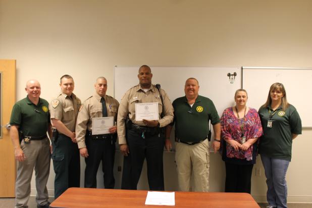Sheriff Deputy Vincent Hunt, Deputy Joseph Brewer and Communications Officer Cheri Baker received letters of commendation from Sheriff John Doolen for their work in saving an individual's life. Whiteville Police Captain Ben Davis (not pictured) was also recognized. Article Image Alt Text