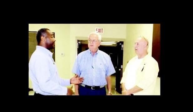 City of Bolivar Mayor, Barrett Stevens and Downtown Development CEO, Steve Hornsby inquire about bypass possibilities and plans with TDOT Community Transportation Planner, Carlos McCloud.