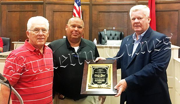 Parrans Chapel member R.A. Cross, Hardeman County Sheriff John Doolen, and Hardeman County Mayor Jimmy Sain. Parrans Chapel Church Honored
