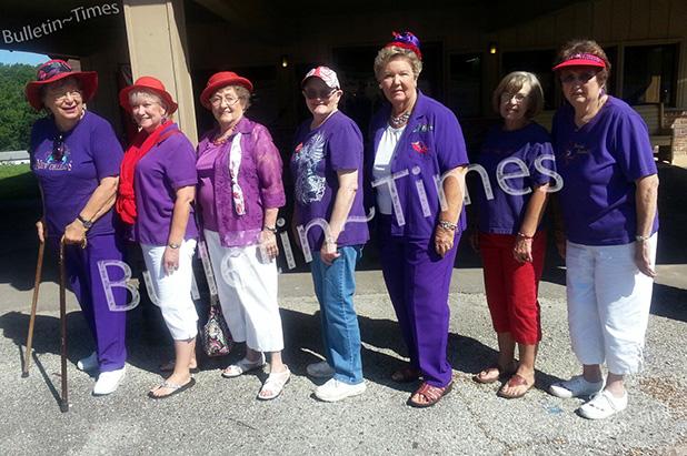 Members of the Grand Valley Lakes Happy Hatters prepare to travel to Adamsville where they joined several others for lunch at the “Sawmeal”. They later travelled to Savannah where they toured the Tennessee River Museum. Pictured (l to r) are Ernie Kelly, Wanda Culver, Myra Peace, Judi Long, Doris Mott, Gelene Keithly, and Joanne Wilson. 