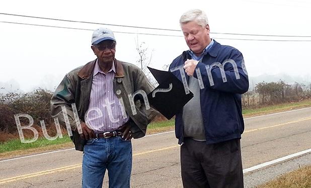 Late County Commissioner Cheairs honored by Highway 57 renaming Hardeman County Mayor Jimmy Sain reads a resolution in honor of the late Commissioner L.J. Cheairs in a ceremony renaming a portion of Highway 57 in his memory as State Representative Johnny Shaw looks on.