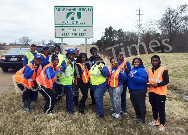 Members who participated in the litter pick up are pictured as follows: Front row (l-r) Bridgett Ransom, Joyce Murphy, Carolyn Shaw, Talia Willis, Tameria Bowling, and Bianca Motley. Back row (l-r): Diane Jeffries, Linda Beard, Yvonne Allen, Renay Harvey, Jessica Matthews, Kimberly Bowden, and Justin Ransom (son of Bridgett Ransom)