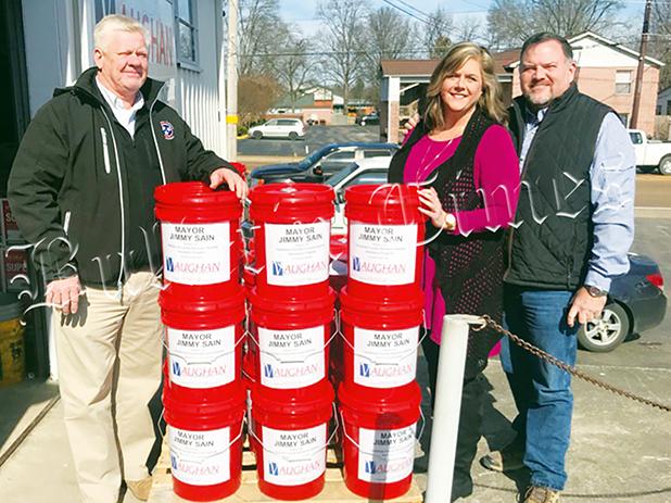 Hardeman County Mayor Jimmy Sain, Janna Vaughan, Greg Vaughan.