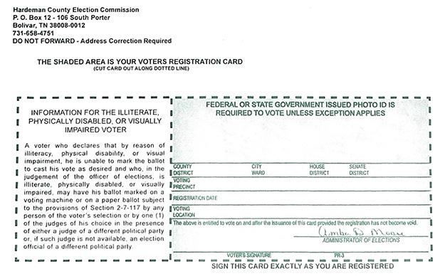Voter Registration Cards Mailed