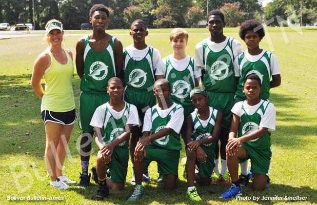 Bolivar Middle School selects cross country team Pictured is the boys’ team, front row (l-r): Toris Woods, Anthony Morrow, Kadarius Cheairs and Jaquan Lax. Back row (l-r): Coach Allison Wright, Nicholas Prather, DJ Smith, Clayton Moorehead, Vantez Sain and Trey Ellison.