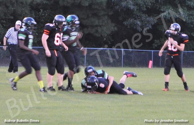 BMS Payne McCumber takes down MMS 8 quarterback.