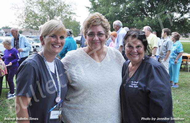 Pine Meadows recognizes volunteers Pine Meadows has recognized its volunteers with an annual picnic for 10 years. Pictured (l-r): Activities Assistant Ami Darling (10 months), Administrator Glenda McCartney (two years) and Activities Director Barbara Gammel (10 years) are Pine Meadows employees, who work closely with the volunteers to better serve the residents.