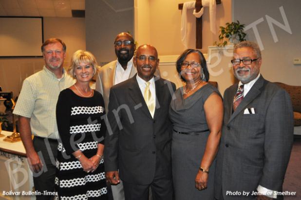 Pictured (l-r): Gene Mills, Director of Hardeman County Solid Waste; Mitzi Mills, Pastor Michael Williams, former Hardeman County Mayor Willie Spencer, Dixie Spencer and Bishop Jesse Williams.